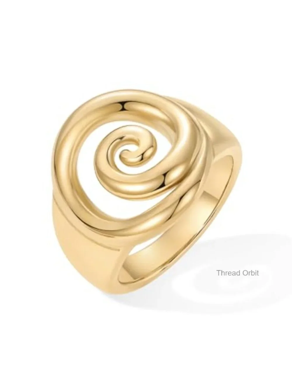 Chunky Spiral Ring - 14K Gold Plated Statement Ring - Waterproof Bold Swirl